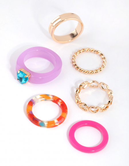 Lovisa - Multicoloured Acrylic Ring Pack