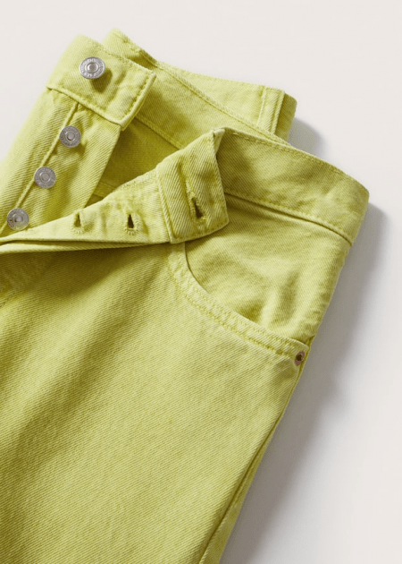 Jean droit taille haute crop vertt