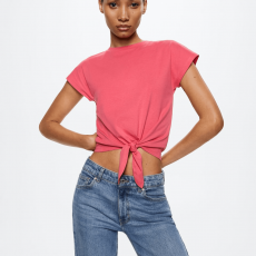 T-shirt coton nœud Rose