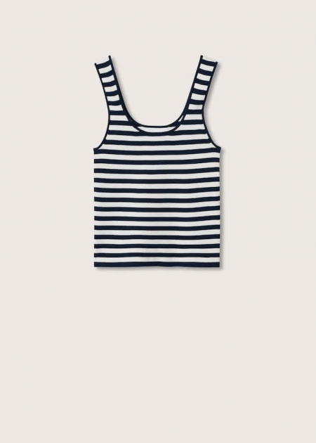 Top maille à rayures Bleu