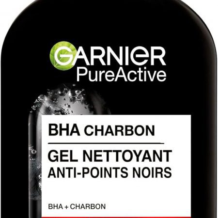 Garnier Pure Active - Gel Nettoyant Charbon - Réduit Points Noirs & Boutons - Nettoie & Désincruste les Pores - BHA & Charbon - Vegan & Cruelty Free - Peaux à Tendance Acnéiques - 250 ml