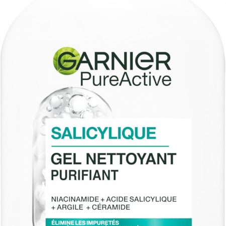 Garnier Pure Active - Gel Nettoyant Moussant - Purifie, Hydrate & Élimine Les Impuretés - Acide Hyaluronique, Céramide, Argile - Vegan & Cruelty Free - Tous Types de Peaux - 250 ml