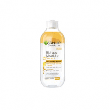 a Solution Biphase Micellaire Tout en 1 de Garnier, la marque micellaire N°1 la plus achetée en France*. Elle démaquille tous types de peau