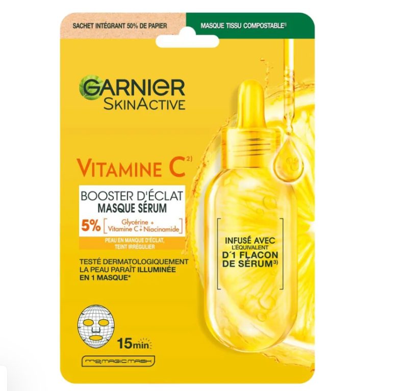 Masque en tissu garnier à la vitamine C Lomé