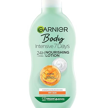 Garnier La lotion corporelle intensive à l'huile de mangue 7 jours hydrate la peau et laisse instantanément une sensation plus douce et plus lisse.