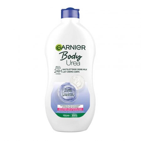 Optez pour la lotion corps de la marque Garnier ! 400ml Jusqu'à 24h Lait crème corps Peaux sèches et rugueuses Hydratation intense 100% Vegan